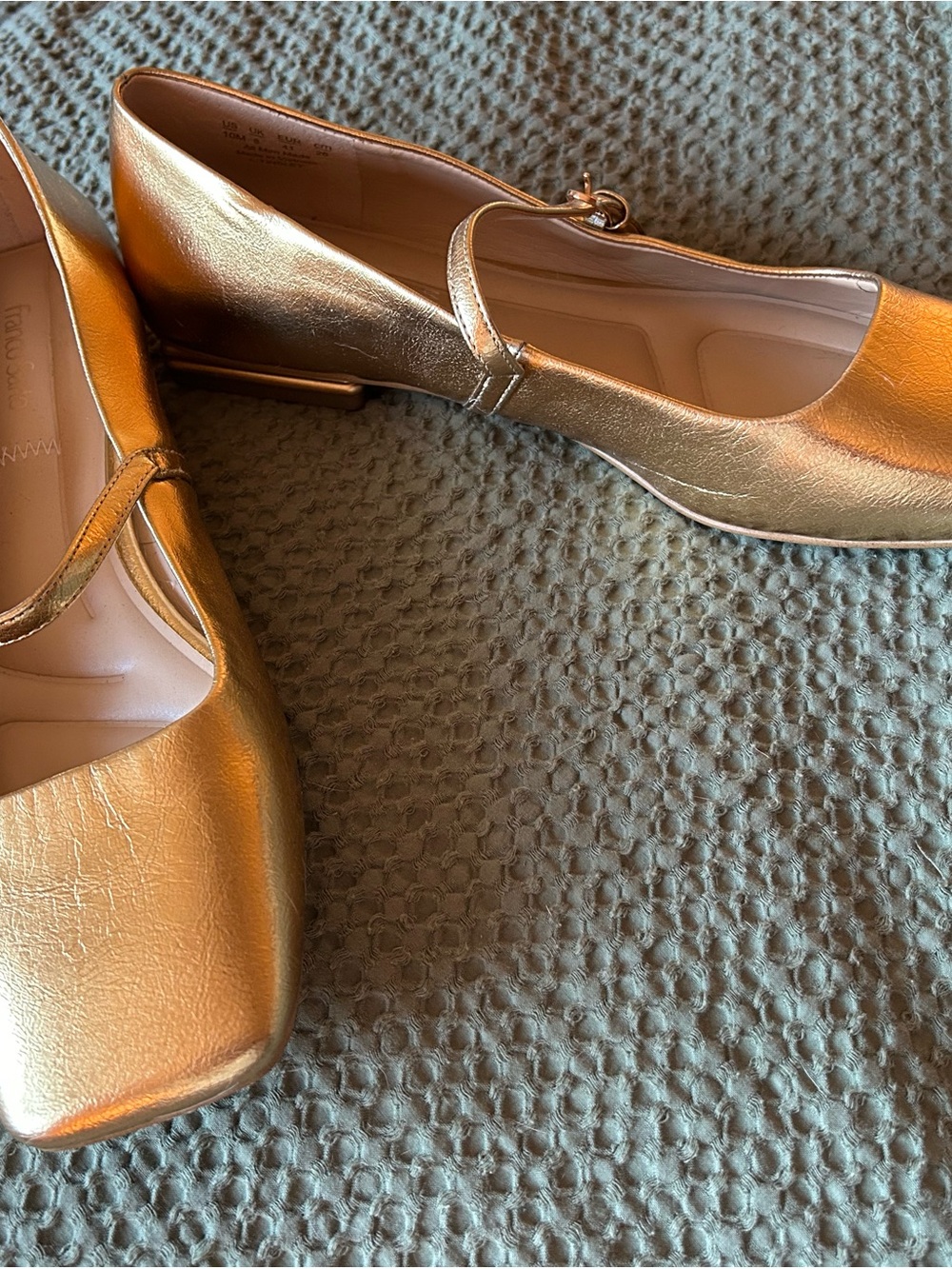 Franco Sarto Metallic Gold Mary Jane Flats - Picture 4 of 5